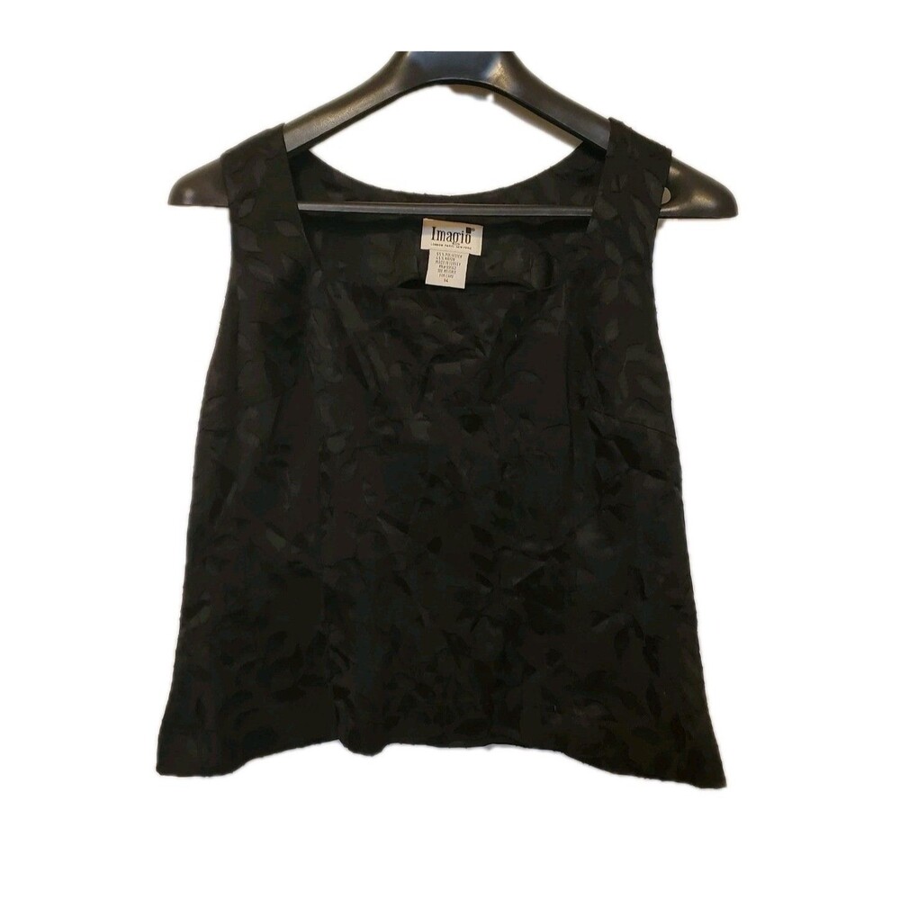 Vintage Imagio Black Floral Burnout Tank Top Size 14 Fairy Grunge Whimsigoth